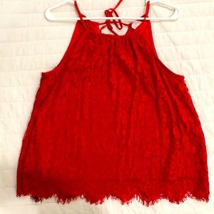 Red lace tank top. New without tags